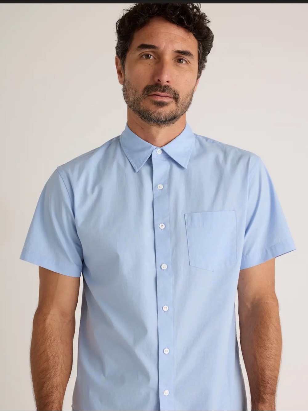 NWT Quince Men's Short-Sleeve Button-Down Shirt in Light Blue size L - Picture 5 of 11